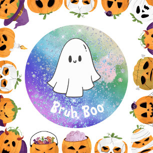 Sticker Rond Parties scintillant arc-en-ciel mignon Fantôme boi