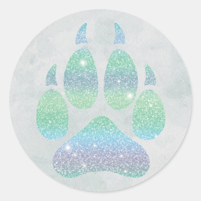 Sticker Rond Parties scintillant arc-en-ciel Wolf Paw Fille ten (Devant)