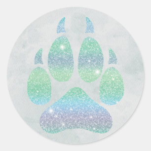 Sticker Rond Parties scintillant arc-en-ciel Wolf Paw Fille ten