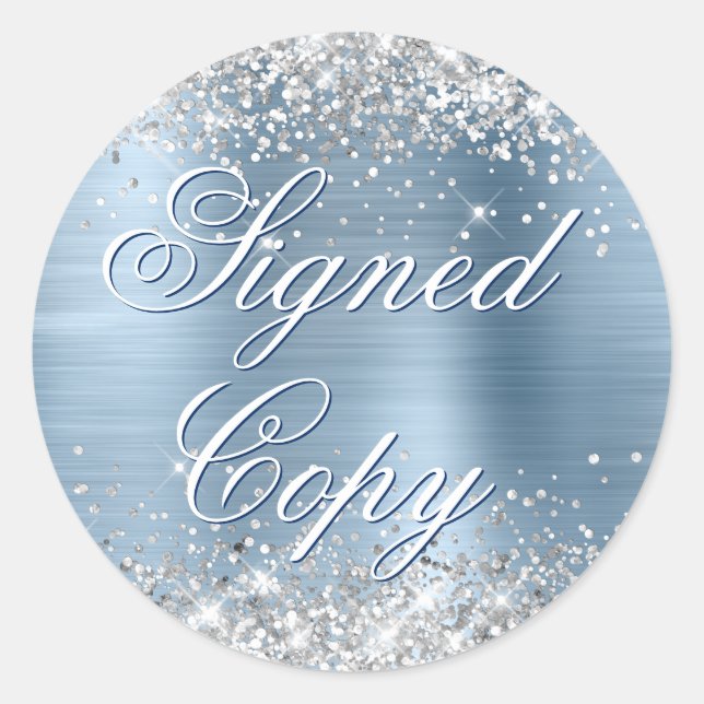 Sticker Rond Parties scintillant argentée Bleu clair Foil Fancy (Devant)