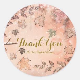 Sticker Rond Parties scintillant Automne Feuilles Hiver Golden 