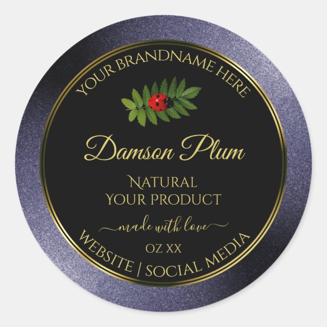 Sticker Rond Parties scintillant Bleu foncé Black Gold Étiquett (Devant)