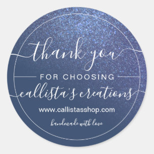 Sticker Rond Parties scintillant Bleue de la marine diagonale M