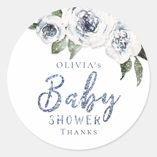 Sticker Rond Parties scintillant bleue étincelante et baby show (Devant)