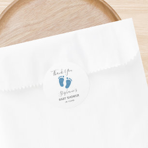 Sticker Rond Parties scintillant bleue Merci pieds bébé