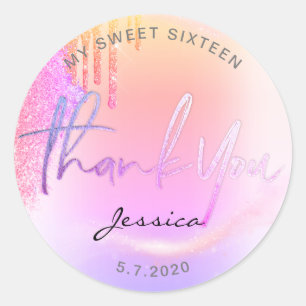 Sticker Rond Parties scintillant branchée Holographie goutte Me