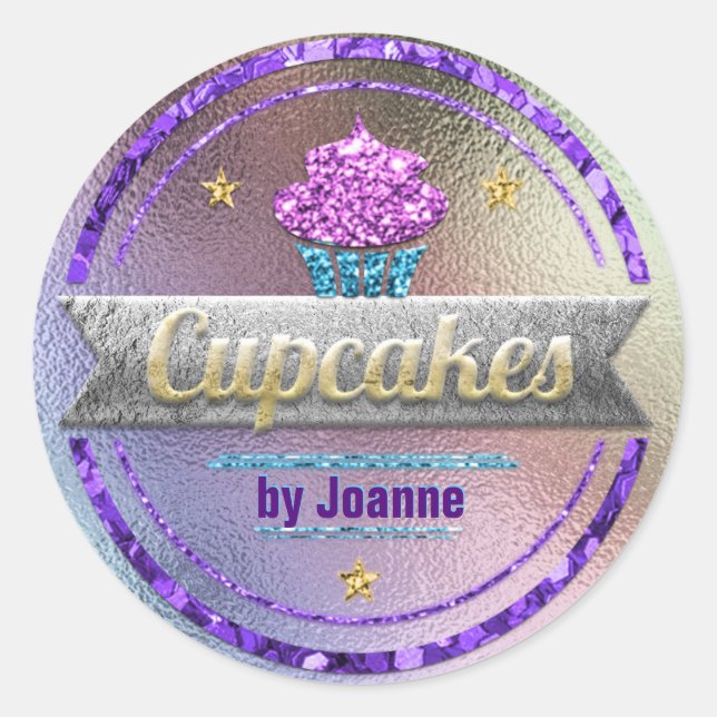 Sticker Rond Parties scintillant brillante des ventes de cupcak (Devant)