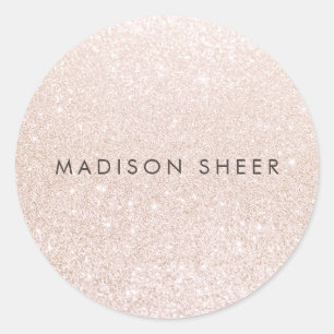Sticker Rond Parties scintillant Champagne rose simple