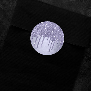 Sticker Rond Parties scintillant chic à goutte Lavande violet