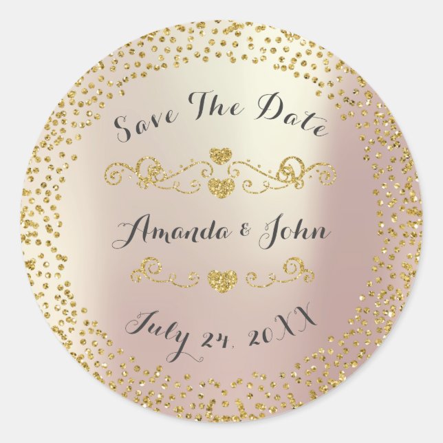 Sticker Rond Parties scintillant Confetti d'or Enregistrer la d (Devant)
