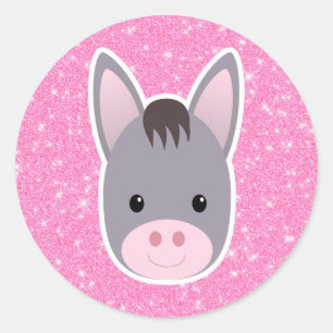 Sticker Rond Parties scintillant d'âne