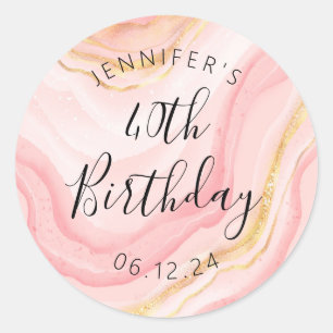 Sticker Rond Parties scintillant d'aquarelle moderne Rose Gold 