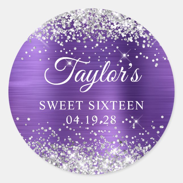 Sticker Rond Parties scintillant d'argent Améthyste de Sweet si (Devant)