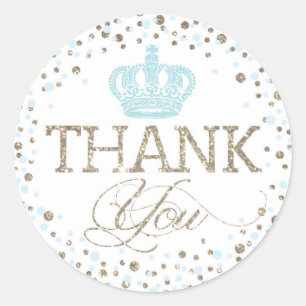Sticker Rond Parties scintillant d'argent Bleu Couronne Royal B