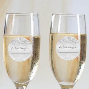 Sticker Rond Parties scintillant d'argent d'anniversaire cette 