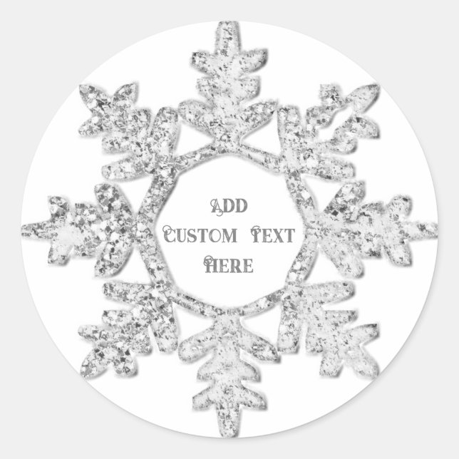 Sticker Rond Parties scintillant d'argent Flocon de neige Noël  (Devant)