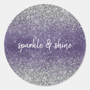 Sticker Rond Parties scintillant d'argent pourpre