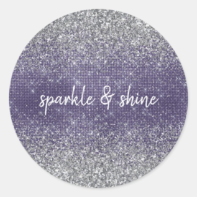 Sticker Rond Parties scintillant d'argent pourpre (Devant)