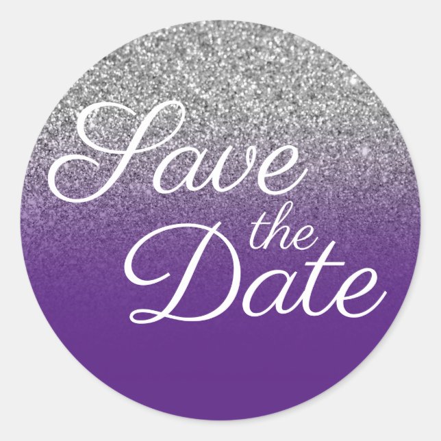 Sticker Rond Parties scintillant d'argent Royal Purple Ombre En (Devant)