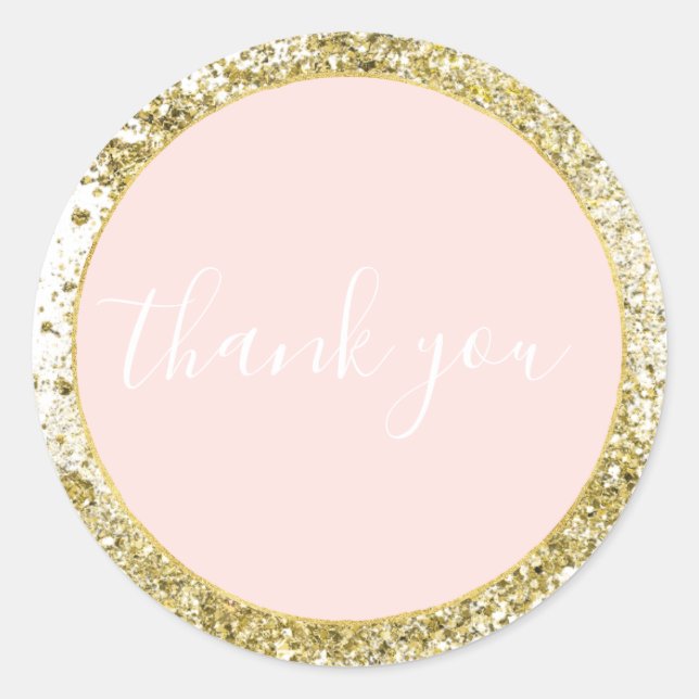 Sticker Rond Parties scintillant de Confetti Sparkle Faux Rose  (Devant)