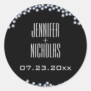 Sticker Rond Parties scintillant de diamants Mariage moderne