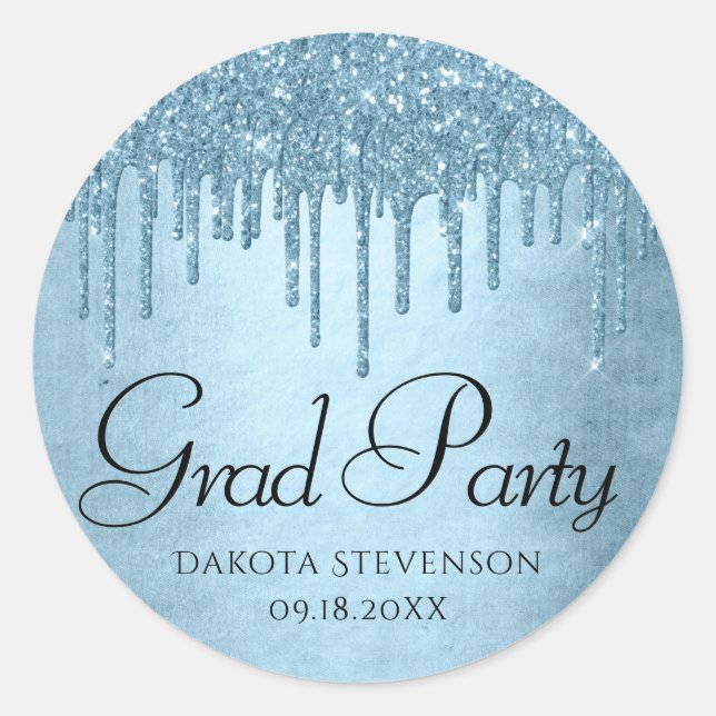 Sticker Rond Parties scintillant de glace à goutte | Graduation (Devant)
