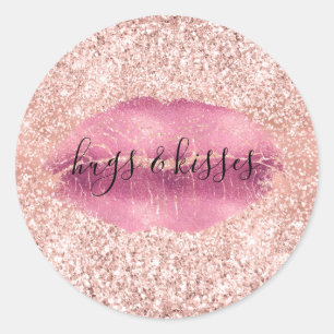 Sticker Rond Parties scintillant de glam rose vif