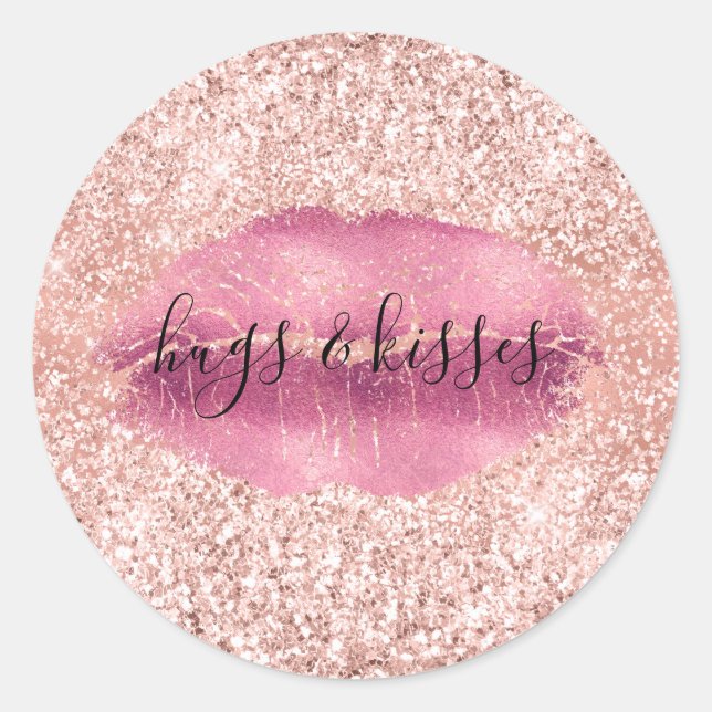 Sticker Rond Parties scintillant de glam rose vif (Devant)