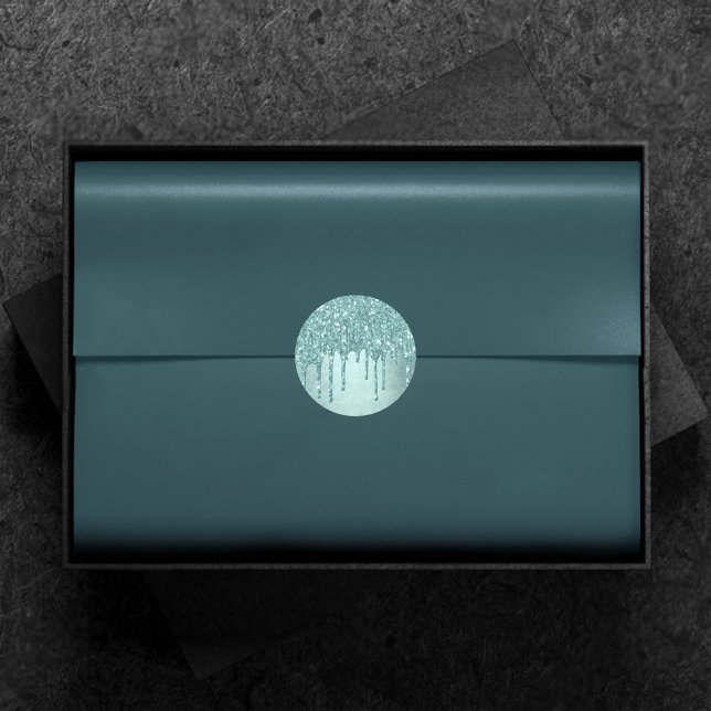 Sticker Rond Parties scintillant de la pointe de dérive | Aqua  (Créateur téléchargé)