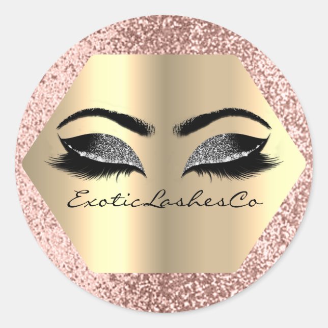 Sticker Rond Parties scintillant de maquillage d'or noir Hexago (Devant)