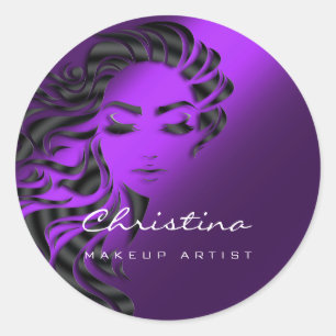 Sticker Rond Parties scintillant de maquillage Eyelash Purple
