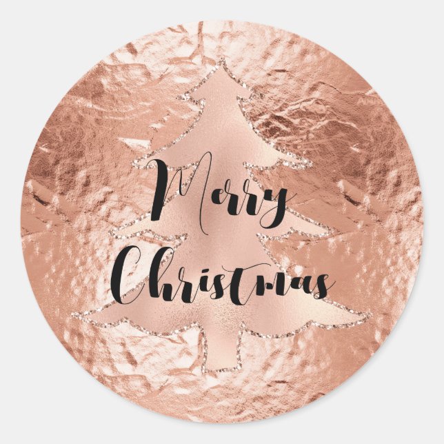Sticker Rond Parties scintillant de Noël rose Gold Glam (Devant)