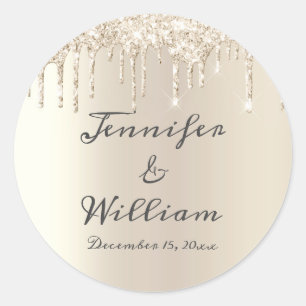Sticker Rond Parties scintillant de séchage en ivoire élégant M