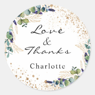 Sticker Rond Parties scintillant d'eucalyptus d'anniversaire ve