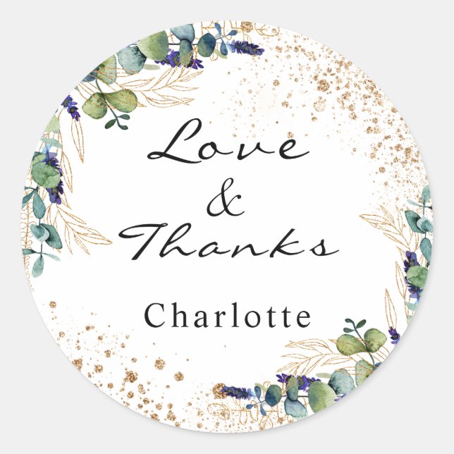 Sticker Rond Parties scintillant d'eucalyptus d'anniversaire ve (Devant)