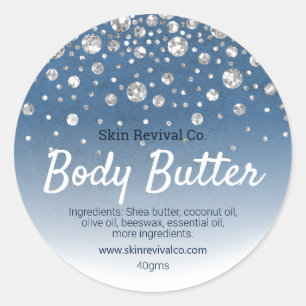 Sticker Rond Parties scintillant Dew sur bleu aquarelle Corps B