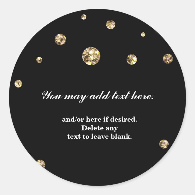 Sticker Rond Parties scintillant d'or Black Modern Mariage Brid (Devant)
