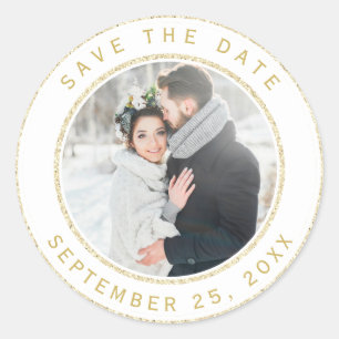 Sticker Rond Parties scintillant d'or Cercle Mariage photo Enre