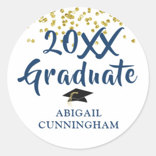 Sticker Rond Parties scintillant d'or diplômée Confetti Brush S
