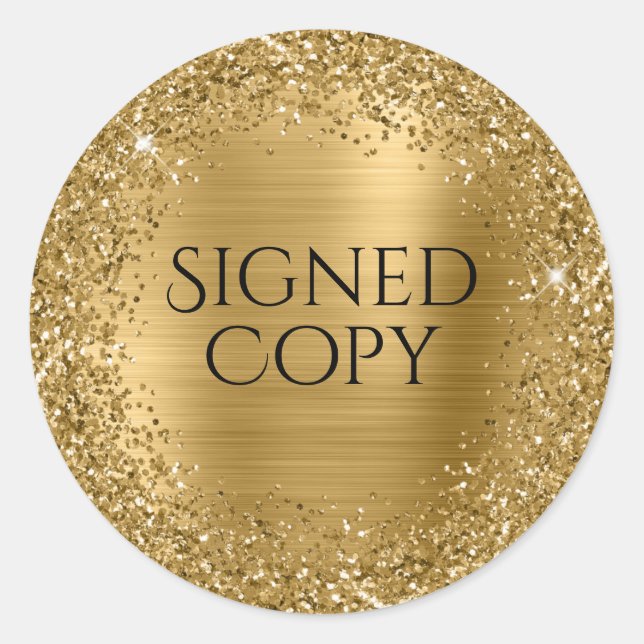 Sticker Rond Parties scintillant d'or et Foil Auteur Signé (Devant)
