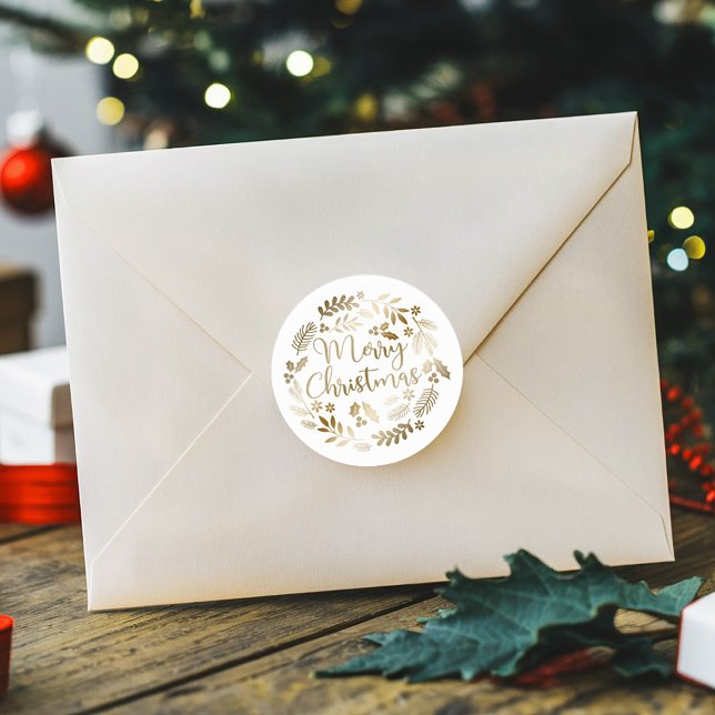 Sticker Rond Parties scintillant d'or Joyeux Noël (Créateur téléchargé)