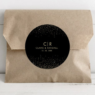 Sticker Rond Parties scintillant d'or mariage élégant