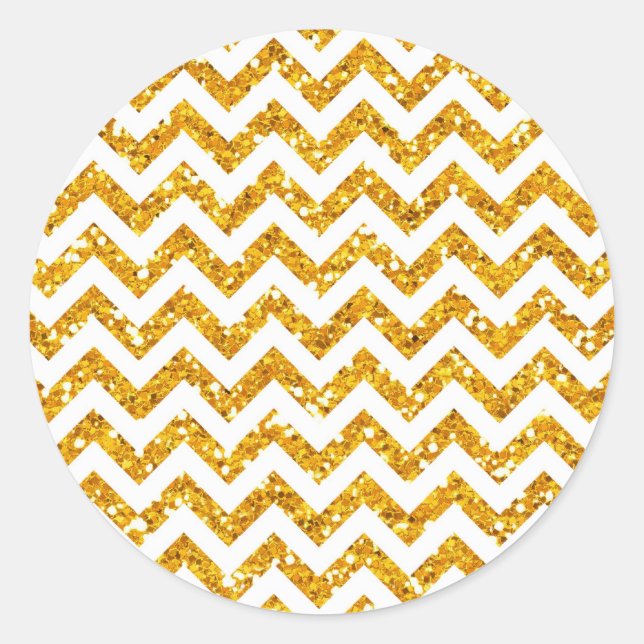 Sticker Rond Parties scintillant d'or Motif Chevron (Devant)