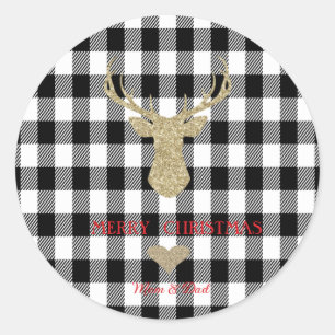 Sticker Rond Parties scintillant d'or Reindeer Heart Buffalo Pl