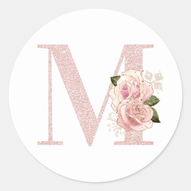 Sticker Rond Parties scintillant d'or Rose pâle Fille Monogramm (Devant)
