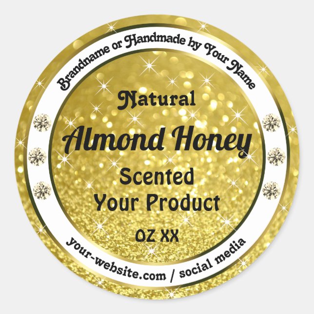 Sticker Rond Parties scintillant d'or Stars Sparkle Diamonds Ét (Devant)