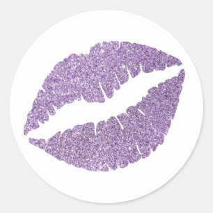 Sticker Rond Parties scintillant d'orchidées d'Améthyste Lèvres