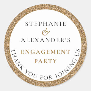 Sticker Rond Parties scintillant élégante Gold Engagement Merci