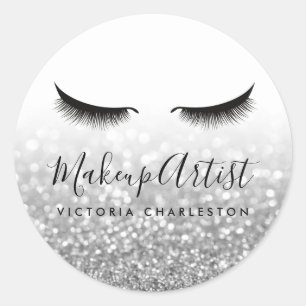 Sticker Rond Parties scintillant en argent Poils de maquillage