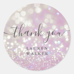 Sticker Rond parties scintillant en cristal de bokeh monogramme